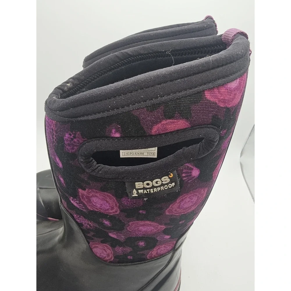 Bogs Classic Water Color Boots Youth Girls Purple Black Waterproof Snow Rain 2